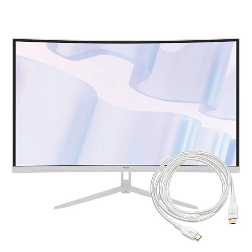 Image of Pixio PXC279 Wave White 27 inch 300Hz 1080p 1650R Curved Fast VA 1ms GTG Adaptive Sync Gaming Monitor with White HDMI 2.1 Cable Certified Ultra High Speed 10FT 8K 60Hz 4K 120Hz Nylon Braided