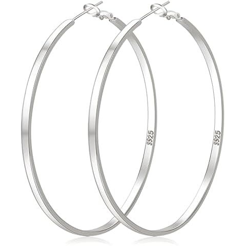 LOUMILEO Large Silver Hoop Earrings for Women Hypoallergenic Sterling Silver Hoop Earrings Lightweight Big Silver Hoop Earrings Silver Hoop Eearrings for Women Cover