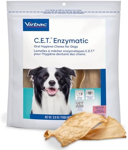 C.E.T. Enzymatic Oral Hygiene Chews for Dogs - Plaque & Tartar Control - Single Layer Beefhide with Exclusive Dual-Enzyme System & Tasty Chicken Flavor - Easy to Give Dog Dental Chew