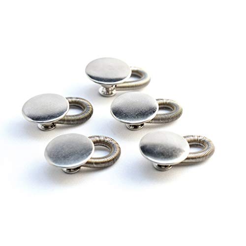 5 x Spring Button Pant Waistband Extenders - Sturdy, Stretchy & Rust Proof