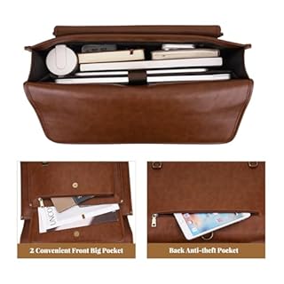 MOSISO 3 in 1 Laptop Bag, 15.6 inch PU Leather Shoulder Bag Briefcase Messenger Satchel Laptop Backpack, 15-16 inch Computer Bags Handbag Bookbag, Brown