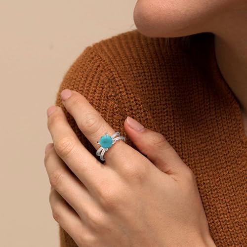 Bague solitaire turquoise au design de croix croisée bohème unique - 3