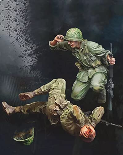 Risjc 1:35 Vietnamkrieg US-Soldaten rufen zur Rettung Resin Soldatenmodell (2 Personen) unbemalt und unmontiert Miniaturmodellbausatz/R89144 Cover