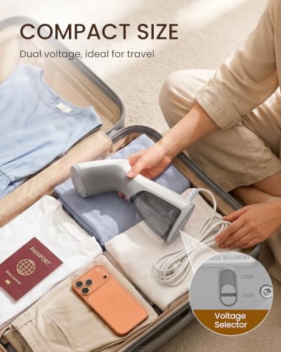 Image of BEAUTURAL Travel Steamer for Clothes, Dual Voltage for Worldwide Use, 1000W