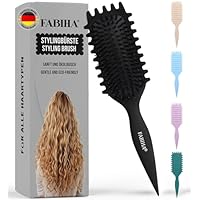 FABIHA® 𝐏𝐑𝐄𝐌𝐈𝐔𝐌 Lockenbürste - Curly Hair Brush - Bio Haarbürste ohne ziepen - Wildschweinborsten Bürste - Die Originale 3-in-1-Stylingbürste für trendige Lockenfrisuren (Schwarz)