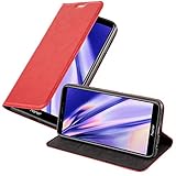 Cadorabo Hülle kompatibel mit Honor 7C / Huawei Y7 2018 aus Kunst Leder Flip Klappbare Stoßfeste Magnetische [Standfunktion] [Kartenfächern] Cover Hülle für Honor 7C / Huawei Y7 2018 Tasche in Rot