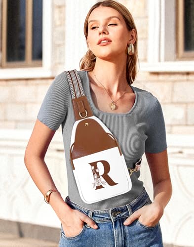 Image of Lizznoe Personalized Crossbody Bag for Women Leather Sling Bags with Initial Letter Chest Bag for Travel, Gift for Mom Wife