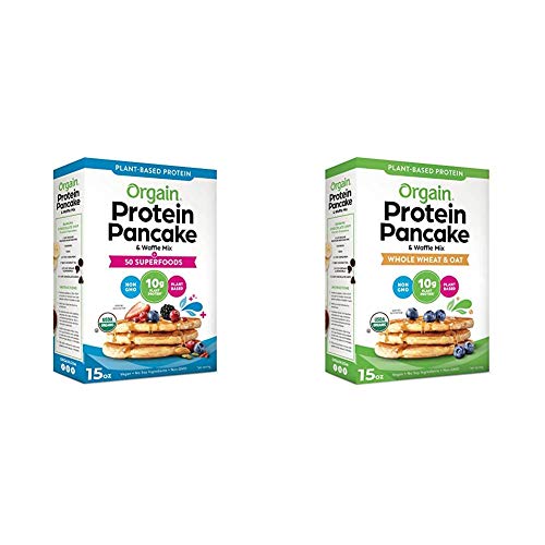Orgain Protein Pancake & Waffle Mix combo - 50 Superfoods - Made with Mango, Gluten Free - Made with Organic Rice Flour and Whole Wheat & Oat - Made with Organic Rice Flour