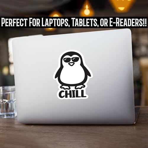 Image of Chill Penguin Vinyl Decal Sticker - Versatile for Cars, Trucks, Windows, Bumpers, Walls, and Laptops - 5 Inches - Black Design withWhite Background - KCD3453B