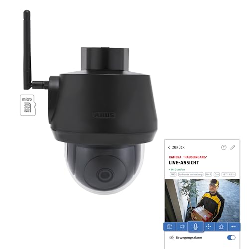 ABUS Cámara de vigilancia con detección de Movimiento, detección de Objetos, grabaciones 4K, notificaciones Push, visión Nocturna, Audio bidireccional, Tarjeta de Memoria, máscara de privacidad y