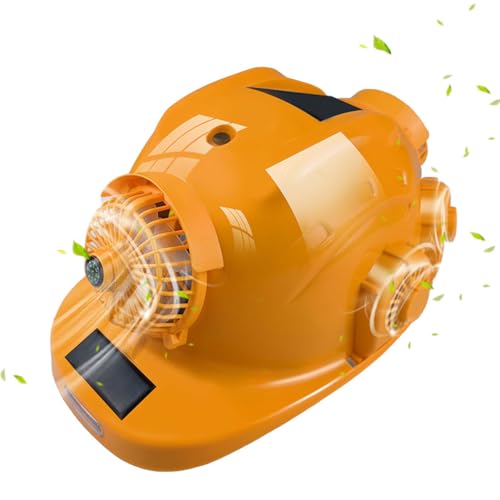 Smart Construction Hard Hat with 8 Fans and 2 Solar Panels, Bluetooth Music Safety Helmet, USB Charging Hard Hat for Construction and Home Improvement,Yellow,22000mA