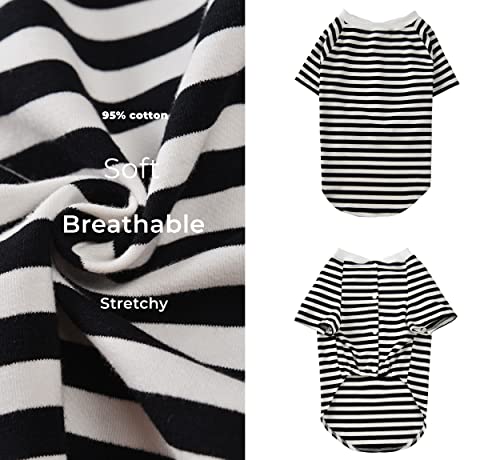 Petroom Dog Shirts For Large Dogs,Dog Striped Cotton T-Shirt Breathable Stretchy Costumes Pet Pullover Clothes(Black White Stripe,Xl) #TOP2