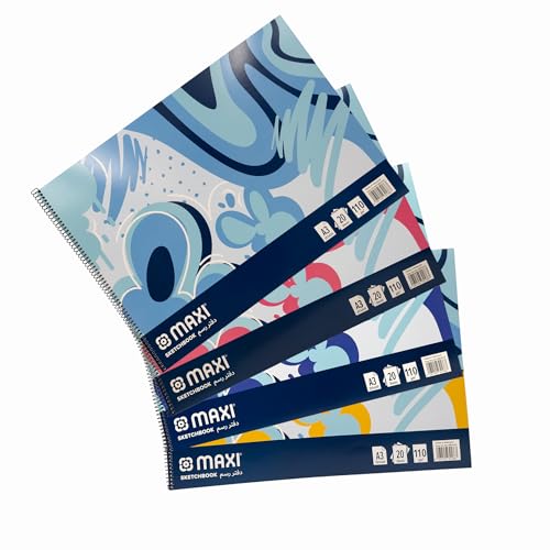 Maxi Spiral Sketch Book White A3 (297x420mm) 110Gsm 20 Sheets Assorted Colour. Per Pc