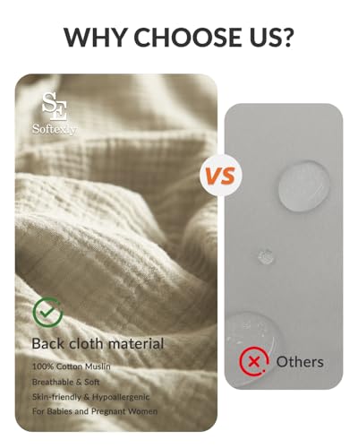 SE SOFTEXLY Muslin Duvet Cover King Size, 100% Washed Cotton Duvet Cover Set, Ultra Soft Comforter Cover Linen Like, 3 Pieces Minimalist Gauze Duvet Cover with 2 Pillowcases, 90"x104", Linen — view 2