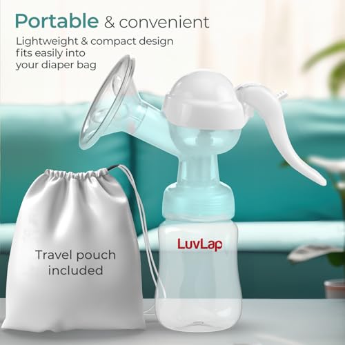 Image of LuvLap Comfy Manual Breast Pump, 3 Level Suction Adjustment, Easy Massage Cushion & Ergonomic Handle for Easy & Painless Breast Milk Expression, 2pcs Breast Pads free, Soft & Gentle, BPA Free