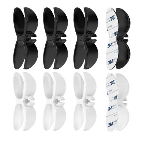 Kabelmanagement Set – 6x Kabelhalter & Kabelwickler – Selbstklebend, wiederverwendbar – Für Schreibtisch, Auto, TV & Büro