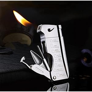 Butaan Jet Aansteker Met Pijp Tool Pijp Staaf Aansteker Mannen Compacte Butaan Sigaret Accessoires Aansteker GEEN GAS (Color : Silver)