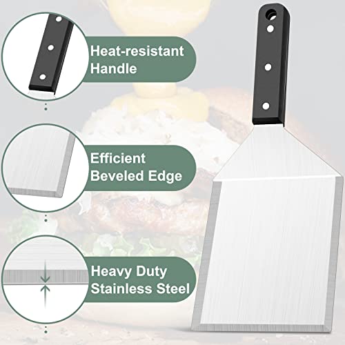 Leonyo F2-Z1S8-DNWY Griddle Spatula Set Of 7, Stainless Steel Griddle Accessories - Metal Spatulas Scraper For Flat Top Cast Iron Teppanyaki Grill Bbq, Pancake Flipper Hamburger Turners Utensil, Dishwasher Safe thumb #3