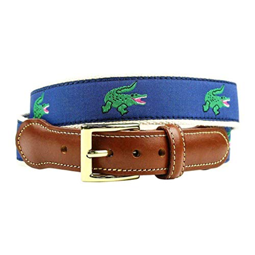 COUNTRY CLUB PREP Chubb's Nemesis Alligator Leather Tab Belt in Blue