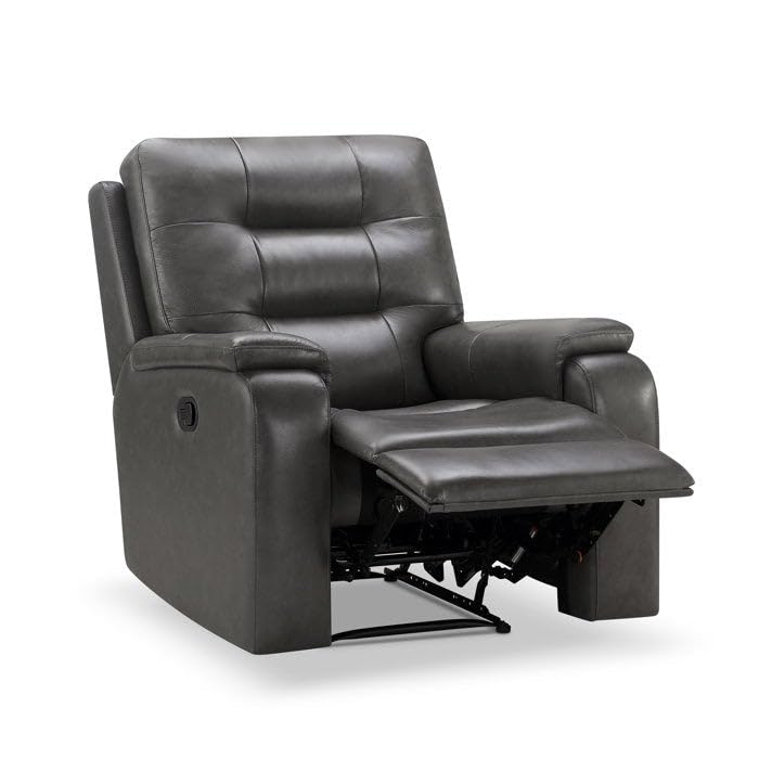 Image of Torque - Charlie 1 Seater Leatherette Manual Recliner (Grey) | Recliner Chair for Living Room, Bedroom, Office | 1 Year Warranty