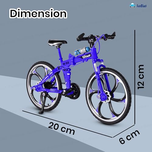 Image of FunBlast Vintage Mini Metal Bicycle - 1:8 Die-Cast Realistic Mount Bike Model, Retro Alloy Classical Cycle Toy for Desktop Ornament, Home Decor, Scene Model (Blue)