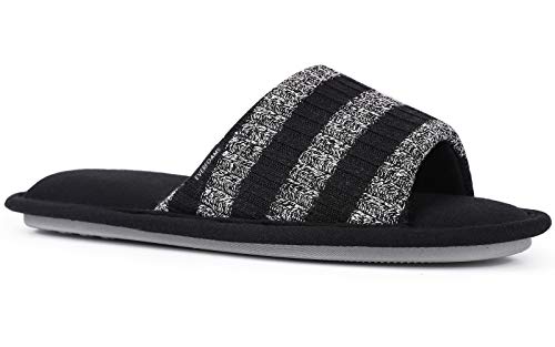 EverFoams Damen Open Toe Spa Hausschuhe mit Zwei-Ton Scuff und Memory Foam Schwarz,38-39 EU Cover