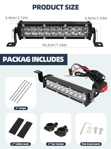 Ustpo R18120087 Dirt Bike Light Bar,60W 2500Lm Motorcycle Headlight Light Bar Plug-Play Universal thumb #1