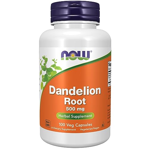 Now Foods, Dandelion Root (Raíz de Diente de León), 500mg, 100 Cápsulas veganas, Probadas en Laboratorio, A Base de Plantas, Sin Gluten, Sin Soja, Vegetariano