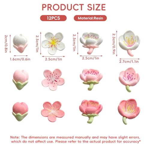 Image of HASTHIP 12Pcs Sakura Flower Fridge Magnets, Cute Mini Resin Flower Fridge Magnet Decoration Home Decor
