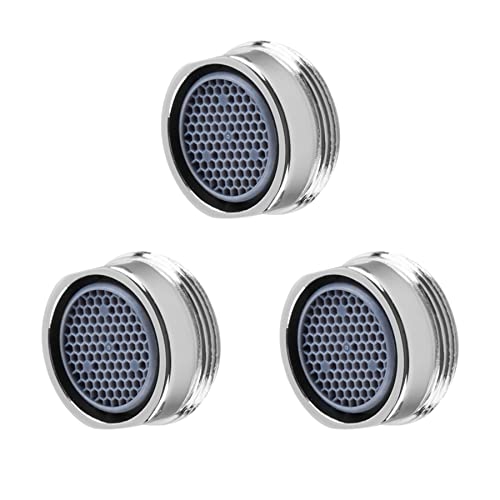 Hibbent Aireador de grifo de lavabo de baño de 3 piezas, piezas de repuesto de aireador de fregadero de cocina, paquete de 12 GPM, 12 retrictor de flujo, rosca macho de 24 mm, cromo pulido Cover