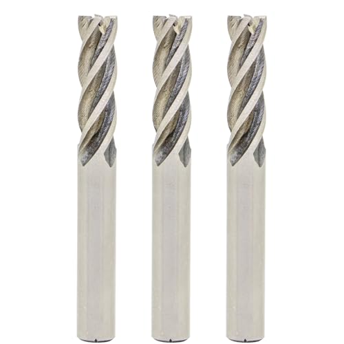 3PCS End Mill Set 5/16" Cutting Dia 5/16" Shank 4 Flute HSS End Mill Drill Bit, CNC End Milling Cutter for Wood, Aluminum, Steel, Titanium, Foam, Plastic