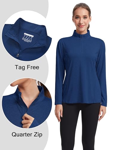 MAGCOMSEN Women's Long Sleeve Shirts 1/4 Zip Pullover UPF 50+ Sun Protection Quick Dry Hiking Athletic Workout Tops4