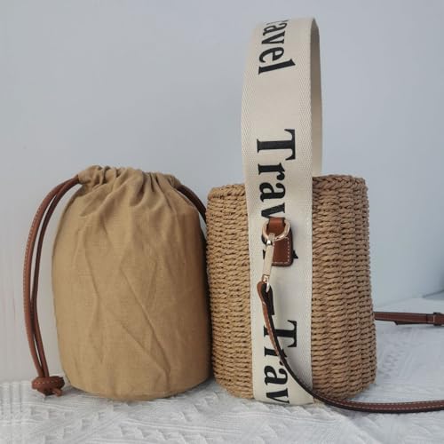 Flower Pearls Rattan Tote Bag Summer Beach Drawstring Straw Bucket Bag Diamonds Woven Handbag 5