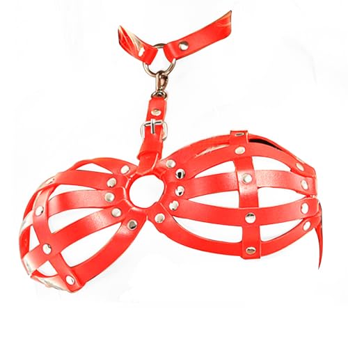 WUUDOA Leder Bh Frauen Sexy, Erotische Bhs, Gothic Kleidung Damen Sexy, BDSM Kleidung, Bra Leder Body Damen, Harness Damen, Dessous Bh Sexy Damen Erotisch, Erotische Frauen Kleidung (rosa)