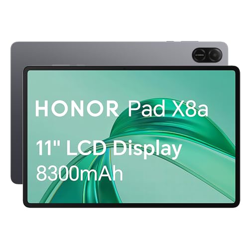 HONOR Pad X8a, 11-Inch Wi-Fi Tablet, 128GB Storage, 8300mAh Battery, Quad-speaker, Slim Metal Design, Android 14, Space Grey-New Version Honor Pad X8a New Version 4GB+128GB Grey