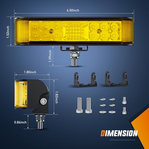 Image of Nilight Side Shooter LED Pods Yellow 2Pcs 6.5 Inch 60W Flood Spot Beam Offroad Driving Fog Work Light Bar for Tractor Boat SUV ATV UTV 4WD Car Truck Motorcycle Dirt Bike Golf Cart 12V 24V