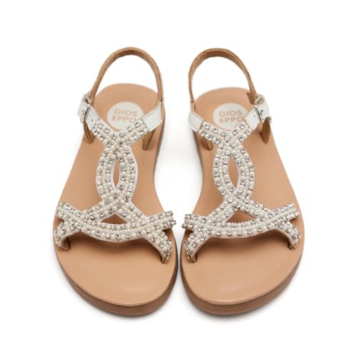 GIOSEPPO Girl's Modern Flat Sandal, White, 8 us3