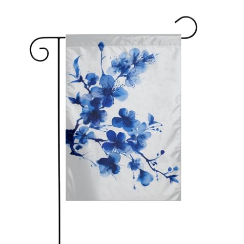 Floral Navy Blue Flower Garden Flag 12x18 Vertical Double Sided Farmhouse Holiday Outside Decorations Yard Flag