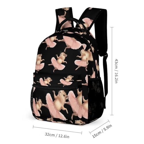 Capybara Ballet Dancer Cute Print Backpack Set of 3 Portable Lunchbox Pencil Cases for Daily Travel2