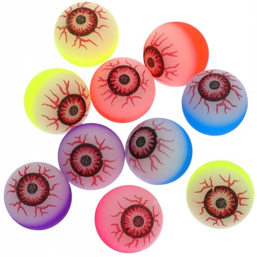 FOMIYES Bolas de Rebote de Halloween, Halloween Oculares Bolas Hinchables, Bolas de Ojos Rebotantes para Suministros de Fiesta de Halloween 32 mm 10Pcs