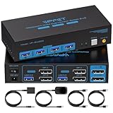 CMSTEDCD 8K60Hz Displayport KVM Switch 2 PC 2 Monitore 4 USB 3.0 Ports 4K@120Hz KVM-Switches für Dual Computers Kompatibilität mit Windows und Linux Inklusive Desktop-Controller