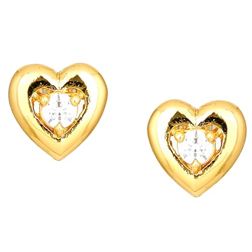 Estele Fashion Jewellery Gold Plated CZ Heart Shaped Stud Earrings with White Stones for Girls and Women-AD-062/703 ER (B08CPSN6T9) Amazon Price History, Amazon Price Tracker