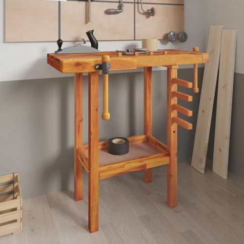 Banco Trabajo con Tornillos de Banco Madera Acacia 92x48x83cm,Bricolaje,Accesorios de Bricolaje,Organización y Almacenamiento de Herramientas,Mesas de trabajo-153319