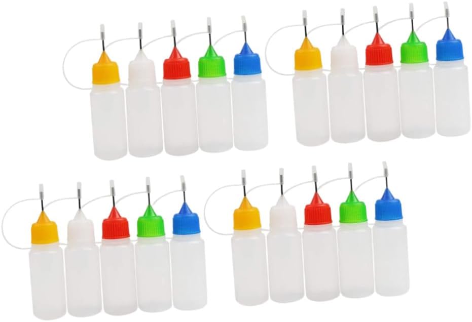 20 Pack 30ml Needle Tip Squeeze Bottles with Lids, Semi- Empty Glue Dispensing Bottles for Precision Liquid Application in Crafts and Industrial Use Random Color