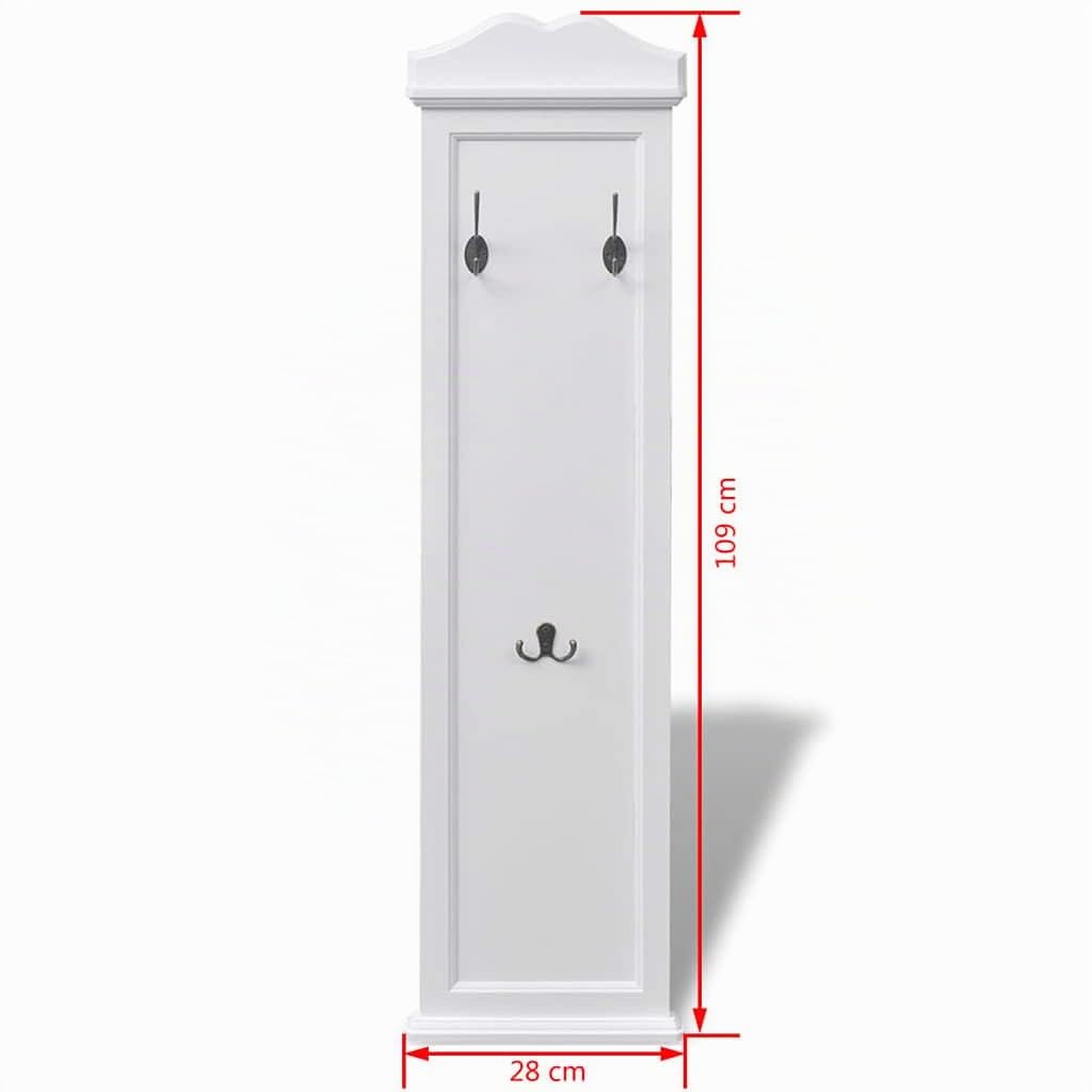 vidaXL 2X Legno Abete Appendiabiti da Parete con 3 Ganci Bianchi Attaccapanni