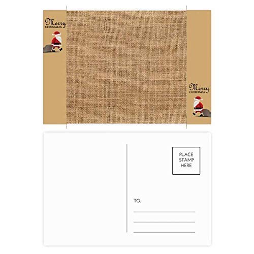 Cartes postales en tissu de lin motif Père Noël abstrait kaki pour vœux et correspondance