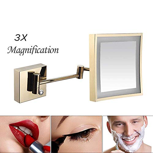 Miroir de Maquillage Mural JCAKES or de 8 pouces avec bras extensible et prise - 3