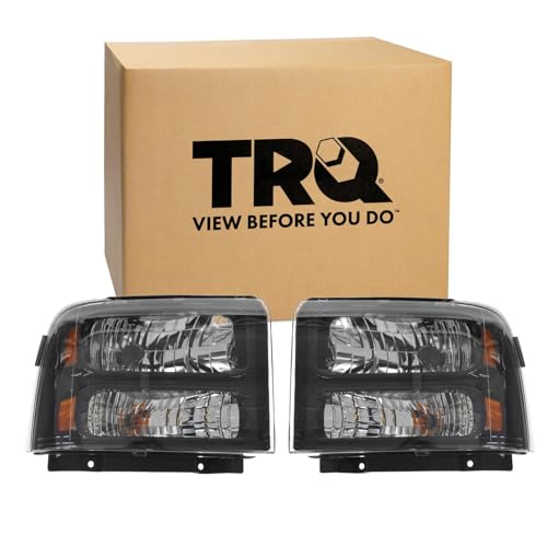 Image of TRQ Headlight Assembly Set Headlights Compatible with 2005-2007 Ford F-250 Super Duty F-350 Super Duty FO2502224 FO2503224