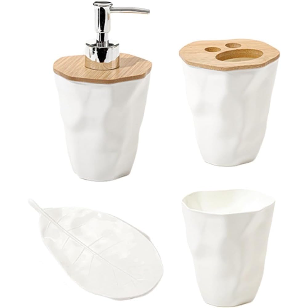 Juego de baño elegante de cerámica blanca con acabados decorativos de alta calidad