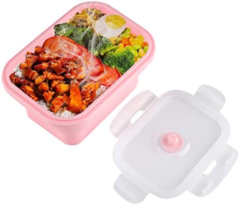 Portable Silicone Lunch Box, Collapsible Food Storage Container Foldable Bento Lunch Boxes Picnic Boxes for School, Work and Travel, 500ml